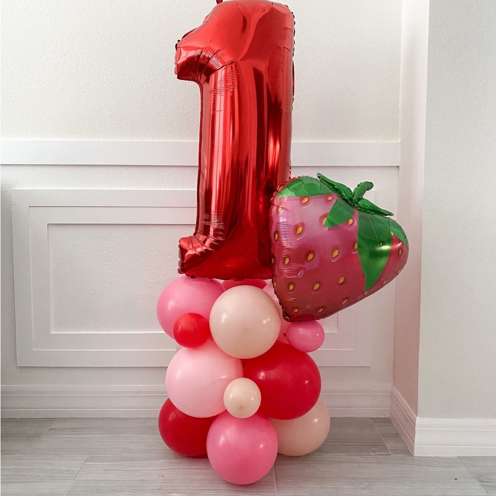 Red and Pink Number 2 Strawberry Balloon Set